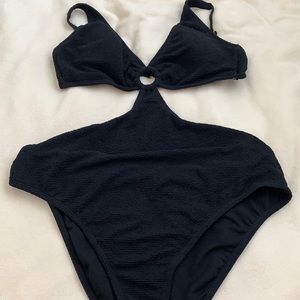 🆕 new shade and shore size large 12-14 black cut out one piece swimsuit